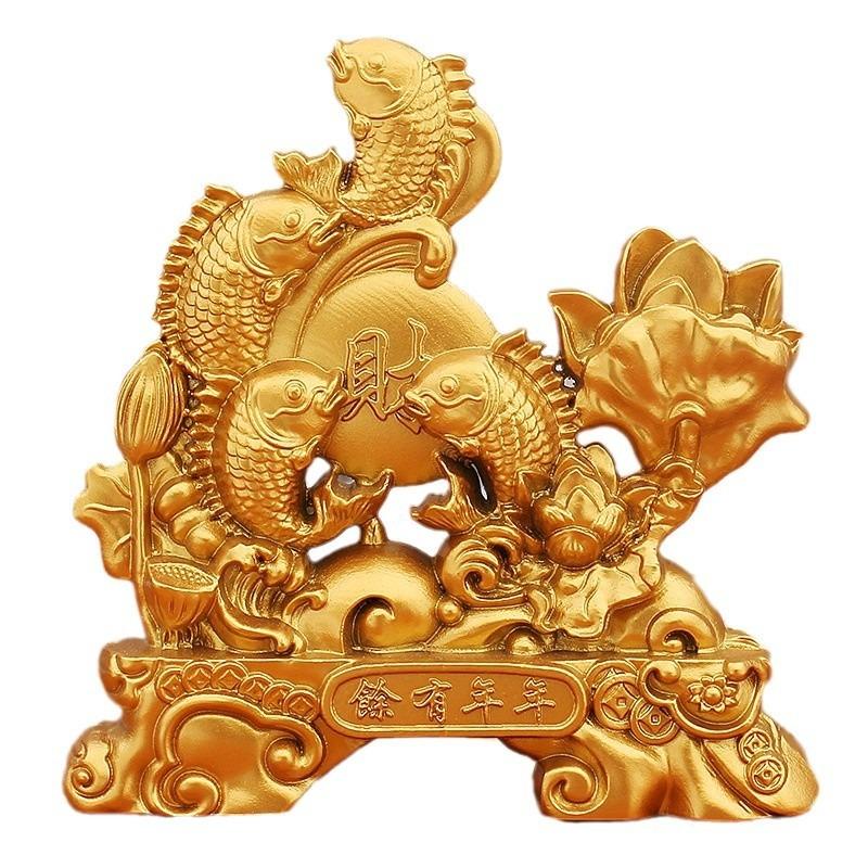 鯛 メデ鯛 蓮 蓮の花 金 ゴールド 黄金 置物 オブジェ 縁起物 開運