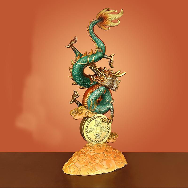 龍 竜ドラゴン 置物 オブジェ 高級感 運 開運 商売繁盛 黄金 インテリア 玄関 リビング 風水 プレゼント 財運 金 ゴールド_2