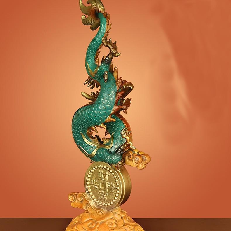 龍 竜ドラゴン 置物 オブジェ 高級感 運 開運 商売繁盛 黄金 インテリア 玄関 リビング 風水 プレゼント 財運 金 ゴールド_3