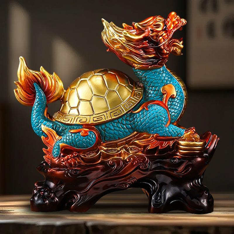 龍亀 龍 ドラゴン 亀 置物 オブジェ ブルー 青 運気アップ 風水 厄除け