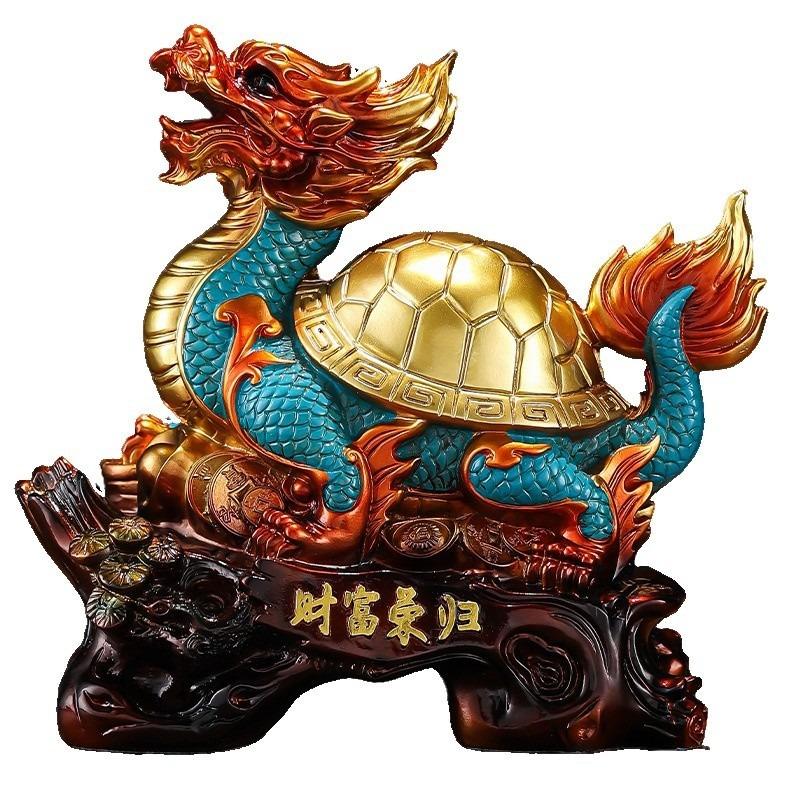 龍亀 龍 ドラゴン 亀 置物 オブジェ ブルー 青 運気アップ 風水 厄除け