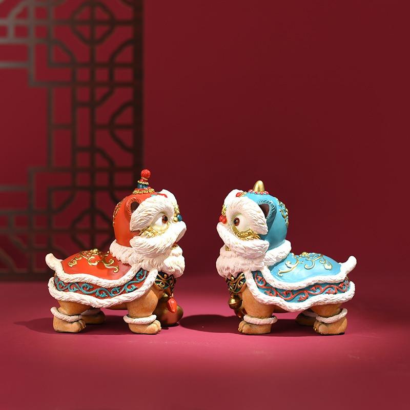 【値下げ】獅子頭　獅子舞　魔除け　置物 獅子舞 シシマイ 置物 オブジェ 2ペア 幸運 長寿 縁起物 魔除け 厄除