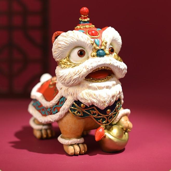 【値下げ】獅子頭　獅子舞　魔除け　置物 獅子舞 シシマイ 置物 オブジェ 2ペア 幸運 長寿 縁起物 魔除け 厄除