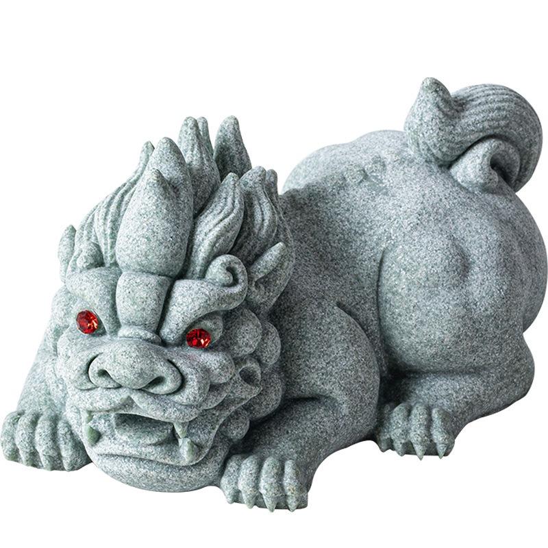 貔貅 ヒキュウ 青砂石 置物 オブジェ 龍 龍の置物 商売〓盛 インテリア