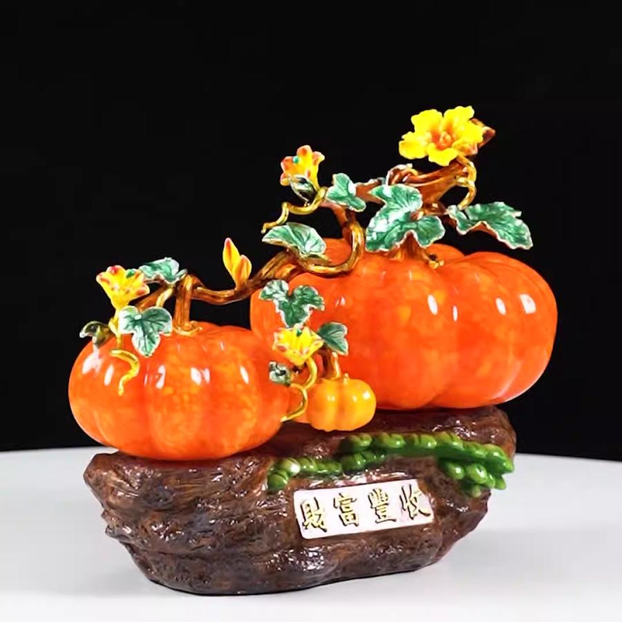 南瓜 かぼちゃ カボチャ 置物 オブジェ オレンジ 綺麗 華やか 豪華