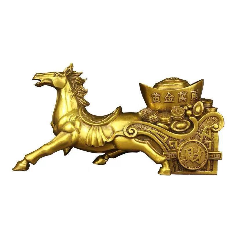馬 うま 元宝 置物 オブジェ 招財 金 ゴールド 黄金 開運 運気アップ