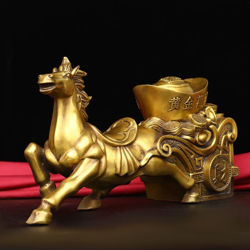 馬 うま 元宝 置物 オブジェ 招財 金 ゴールド 黄金 開運 運気アップ