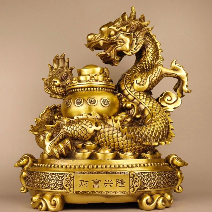 龍の置物 金色 縁起物 ドラゴン オブジェ ドラゴン 龍 神龍 像 オブジェ 元宝 金 ゴールド 黄金 卓上置物 風水