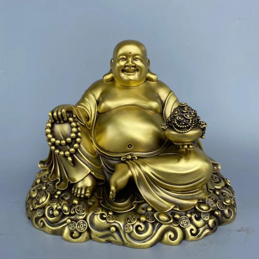 布袋様 置物 オブジェ 神様 神 仏様 金 ゴールド 黄金 銅製 開運