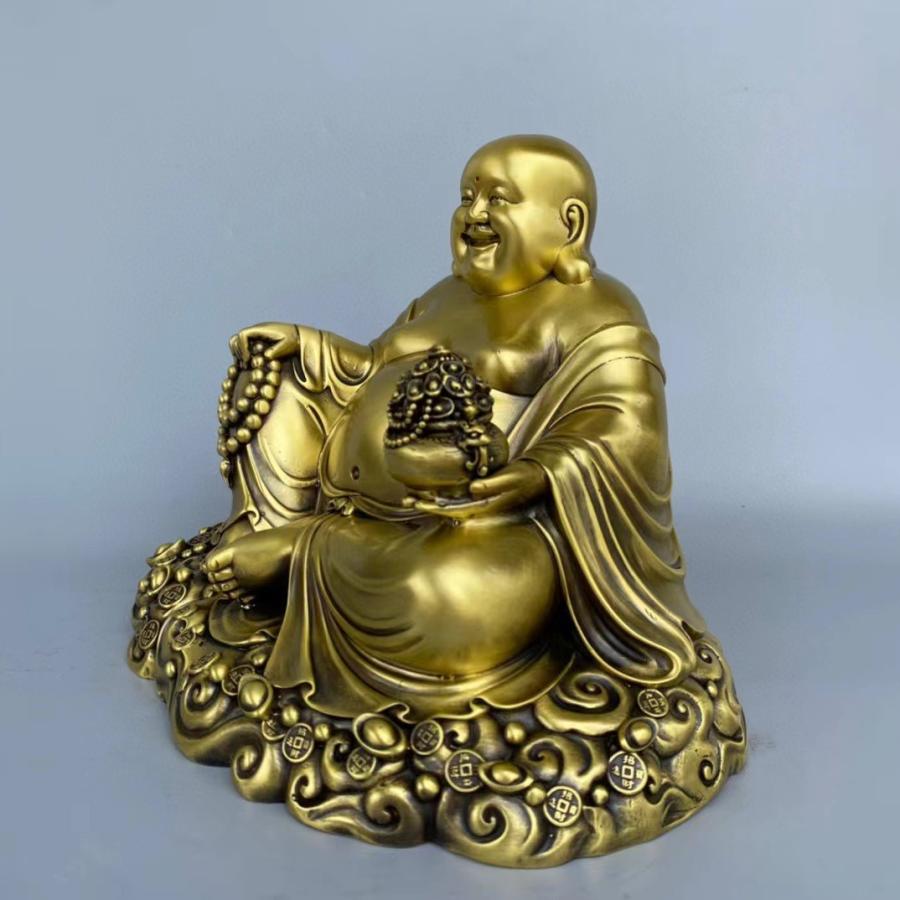 布袋様 置物 オブジェ 神様 神 仏様 金 ゴールド 黄金 銅製 開運