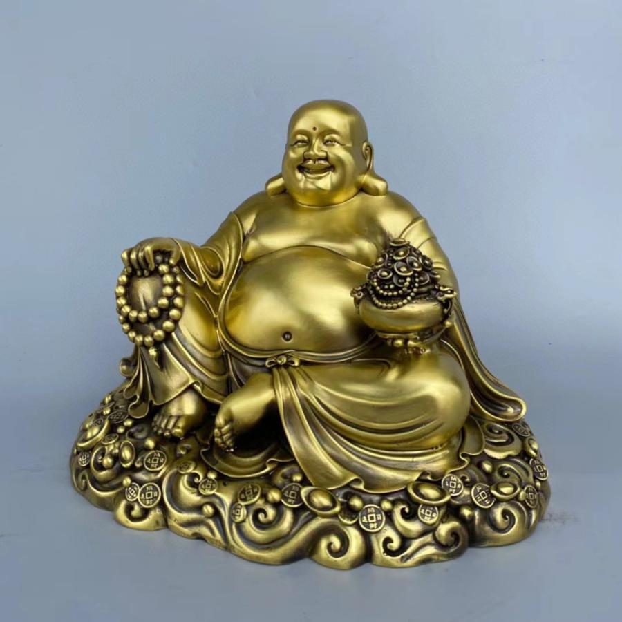 布袋様 置物 オブジェ 神様 神 仏様 金 ゴールド 黄金 銅製 開運