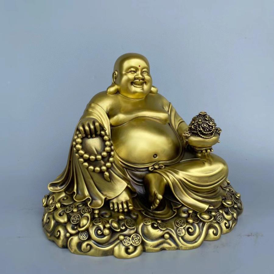 布袋様 置物 オブジェ 神様 神 仏様 金 ゴールド 黄金 銅製 開運