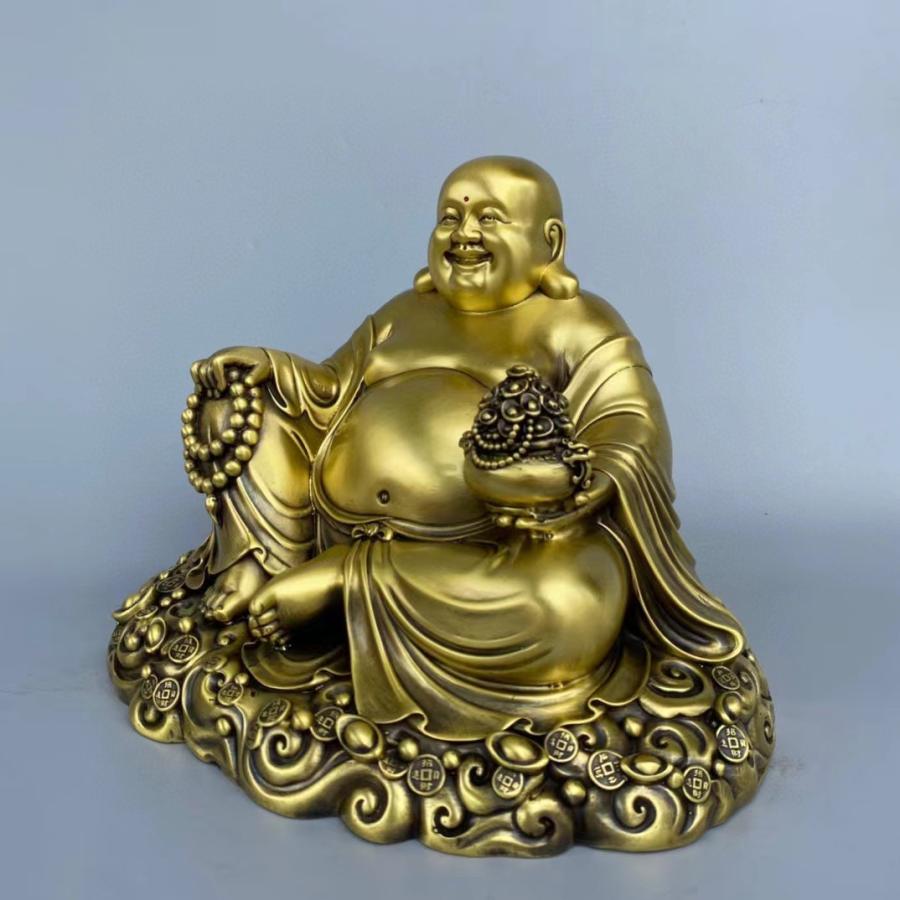 布袋様 置物 オブジェ 神様 神 仏様 金 ゴールド 黄金 銅製 開運