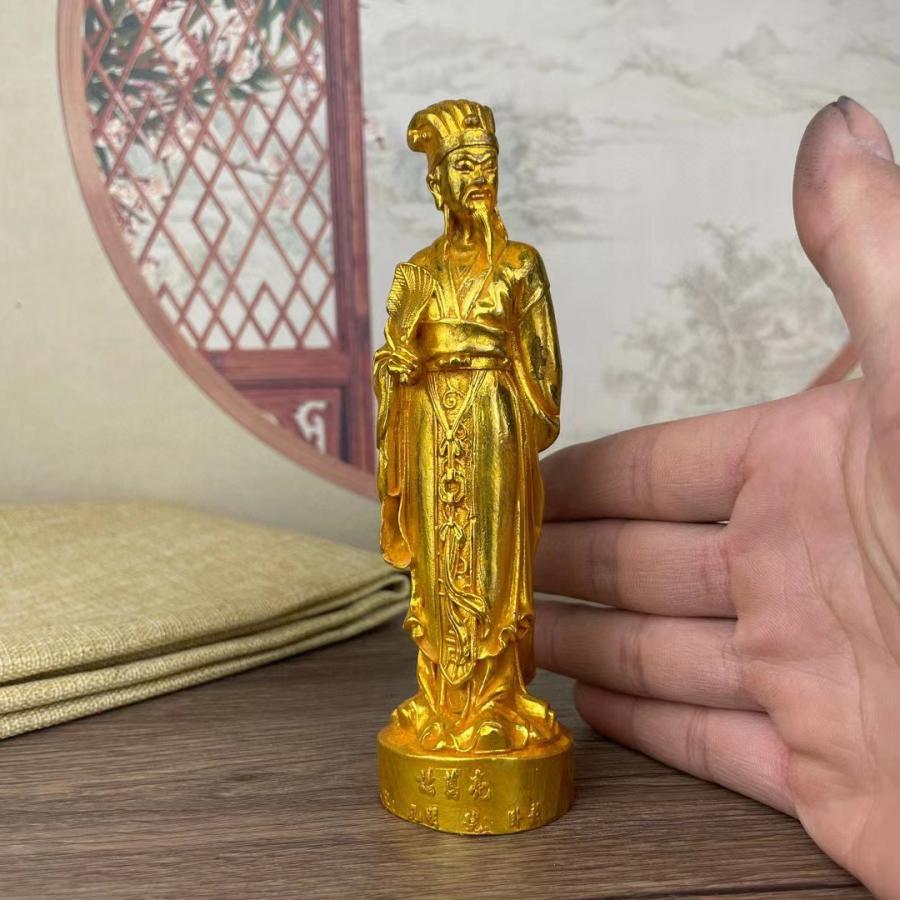 孔明 諸葛孔明 三国志 置物 オブジェ 金 ゴールド 黄金 開運 風水 幸運