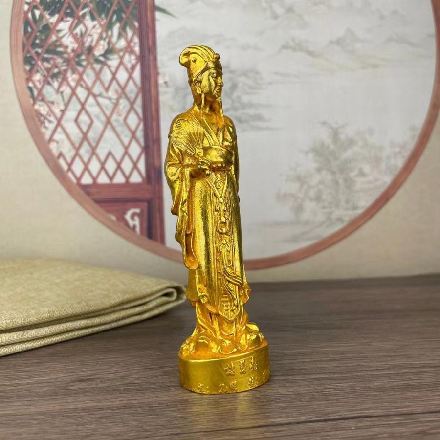 孔明 諸葛孔明 三国志 置物 オブジェ 金 ゴールド 黄金 開運 風水 幸運