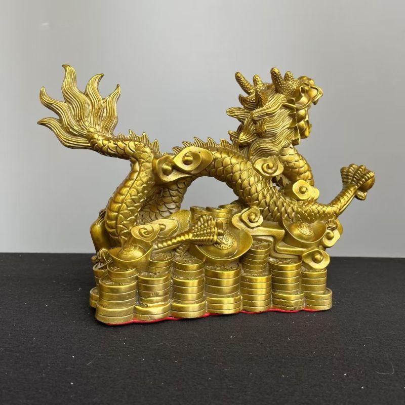 金龍 風水 五爪龍 龍の置物 オブジェ 如意龍 龍神 竜 ドラゴン 真鍮製 