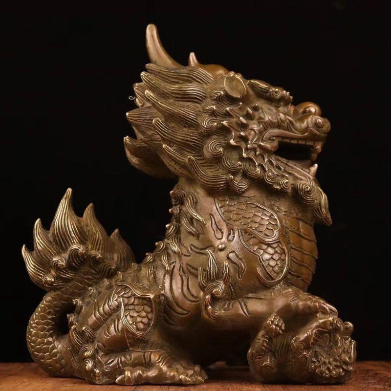 風水 麒麟 置物 オブジェ ペア 麒麟像 シーサー 瑞獣 真鍮製 銅製 吉祥 瑞獣 縁起物 守護神 神獣 麒麟の置物 金運アップ 財運招来 火麒麟 風水グッズ 商売繁盛_7
