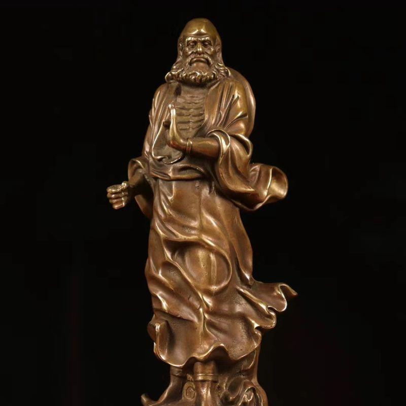 銅像 コレクション 達摩祖師銅像 工芸品 達磨像 仏像 立像 置物 オブジェ 禅宗 葦葉渡江 達磨大師 銅製 中国禅
