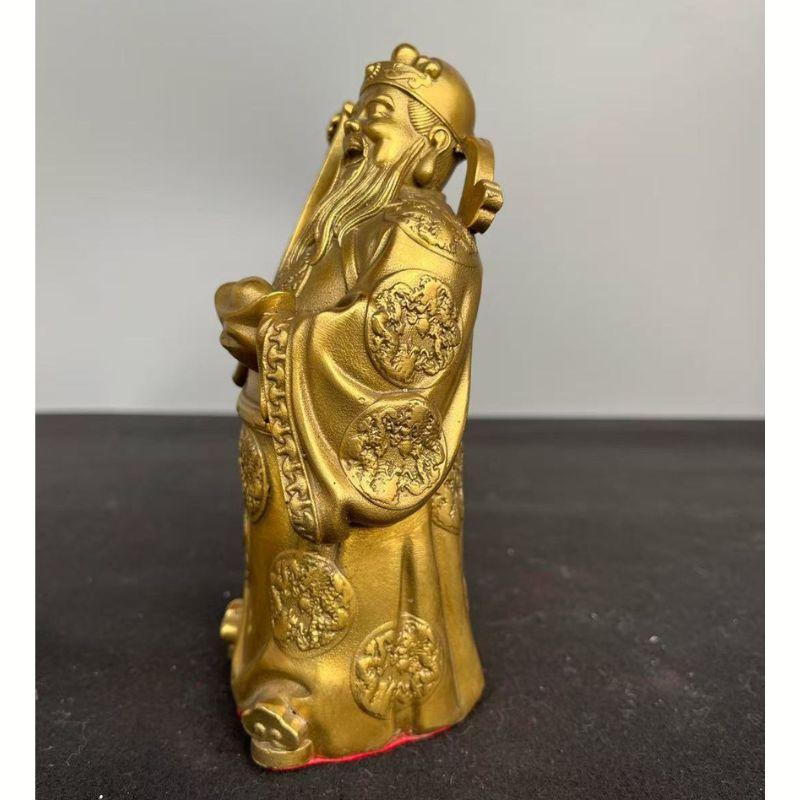 文財神 像 神 神様 置物 風水 立像 開運 招財進寶 元宝付き 銅製 商売