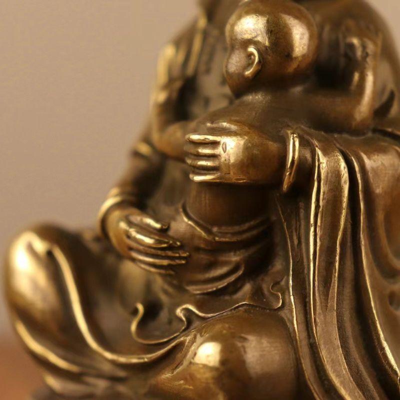 送子観音菩薩 菩薩像 観音像 風水 置物 オブジェ 銅製 仏像 子宝 祈願