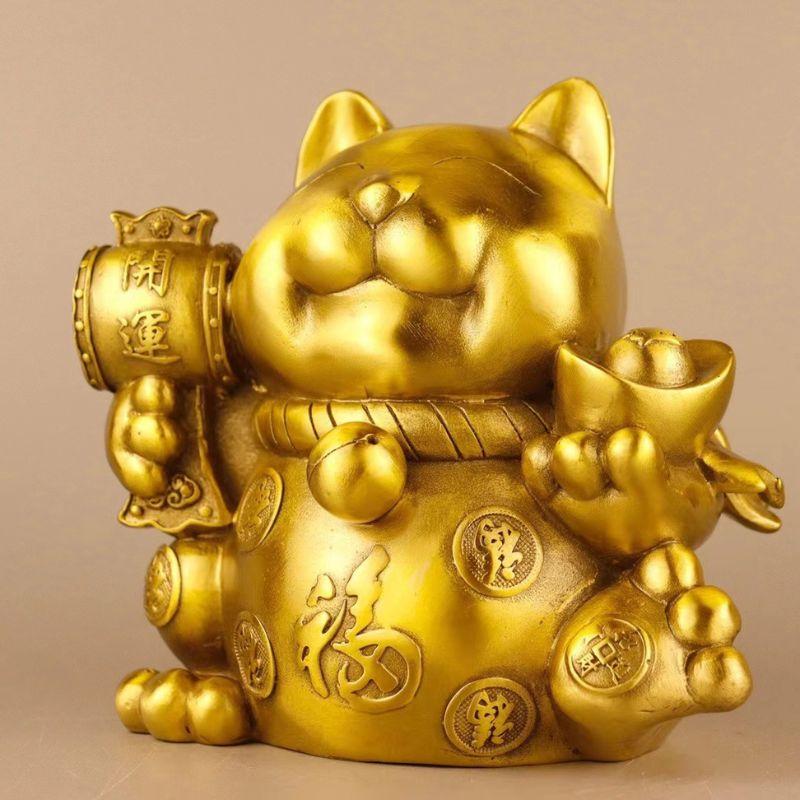 招き猫 ネコ 福猫 置物 オブジェ インテリア 金運アップ 開運 銅製