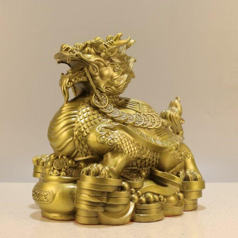 龍亀 置物 ロングイ 龍龜 風水 八卦 龍頭亀 金運 開運 銅製 神獣 貔貅
