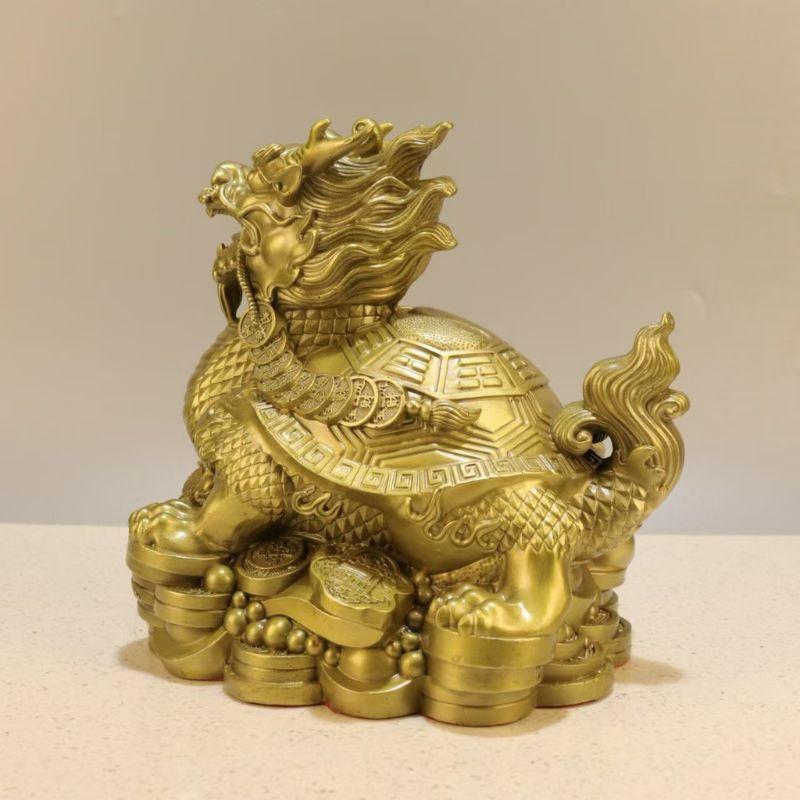 銅器 龍頭亀 八卦銅亀 縁起物 応接間 玄関茶台 辟邪 開運 風水 置物 龍亀 置物 ロングイ 龍龜 風水 八卦 龍頭亀 金運 開運 銅製 神獣 貔貅