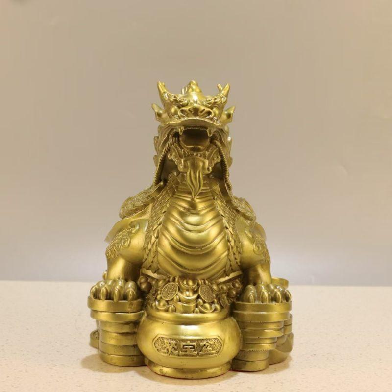 龍亀 置物 ロングイ 龍龜 風水 八卦 龍頭亀 金運 開運 銅製 神獣 貔貅