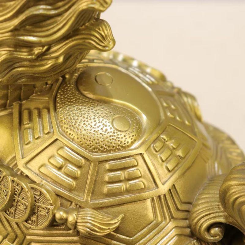 龍亀 置物 ロングイ 龍龜 風水 八卦 龍頭亀 金運 開運 銅製 神獣 貔貅