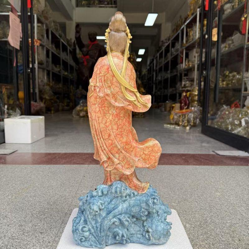 観音菩薩像 蓮台立像 仏像 観音様 菩薩様 台湾製 熱着色 純銅 仏教