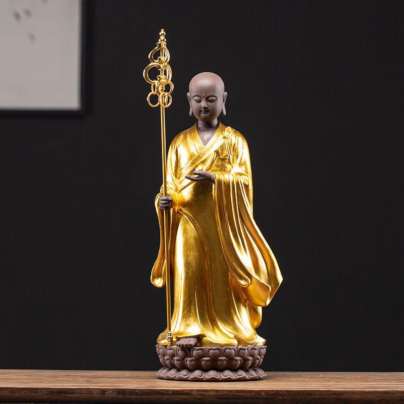 地蔵菩薩 仏像 立像 置物 風水 金衣 仏教 観音菩薩 美徳 開運 招財 魔
