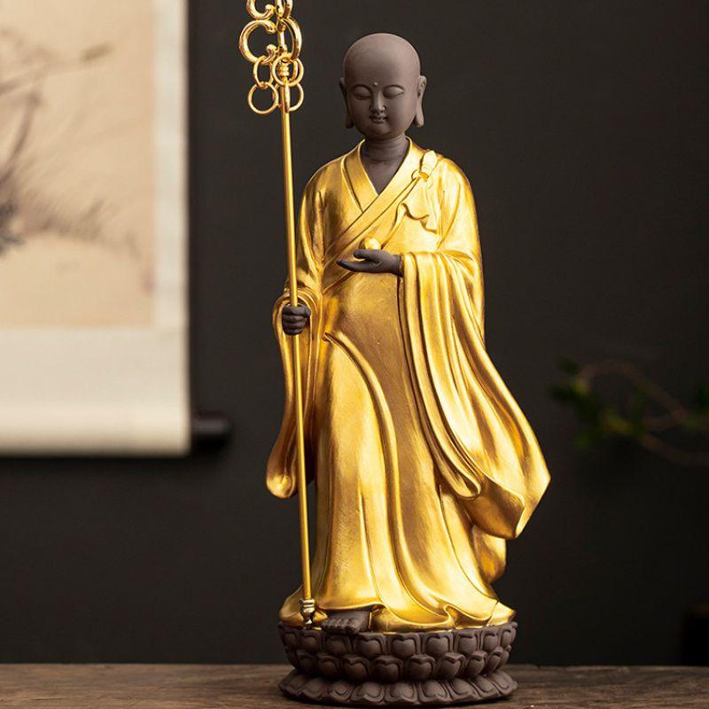 地蔵菩薩 仏像 立像 置物 風水 金衣 仏教 観音菩薩 美徳 開運 招財 魔