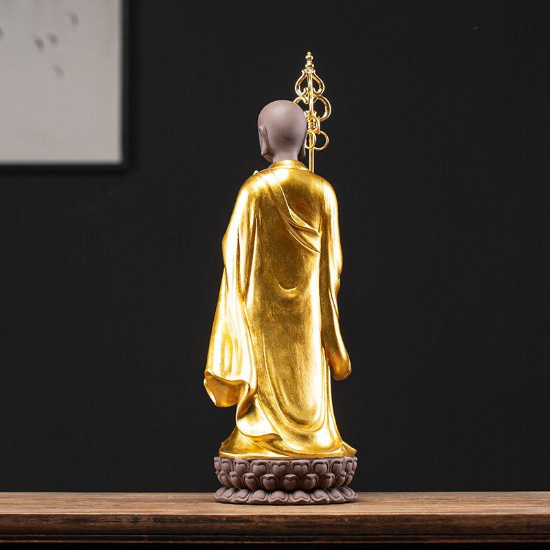 地蔵菩薩 仏像 立像 置物 風水 金衣 仏教 観音菩薩 美徳 開運 招財 魔