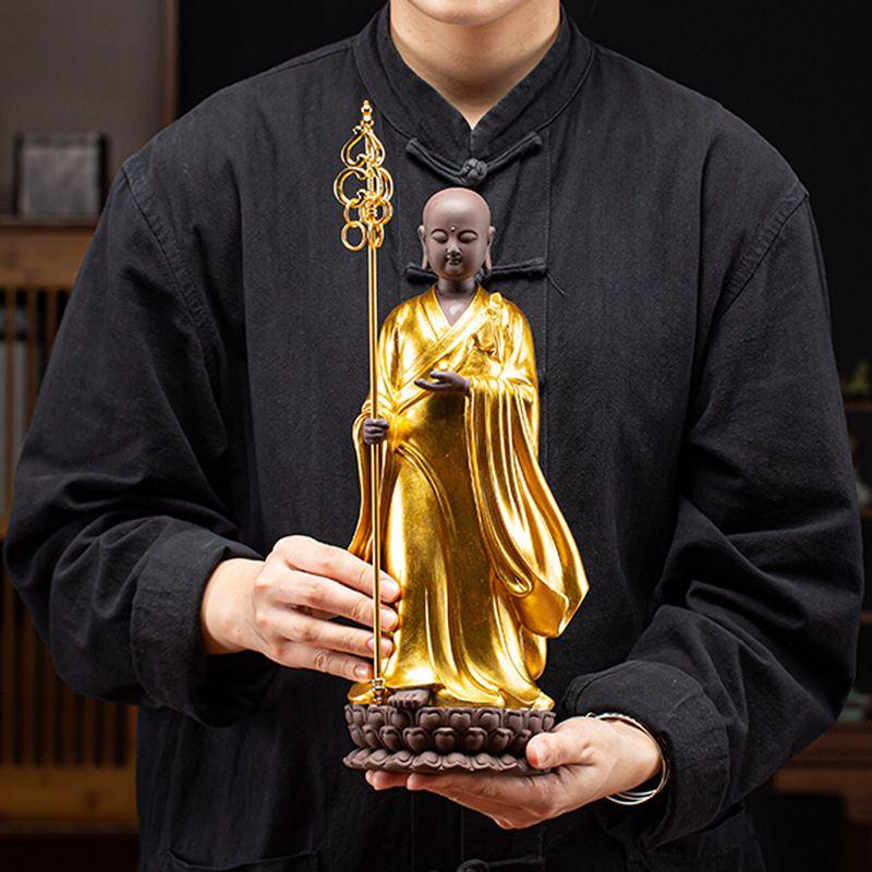 地蔵菩薩 仏像 立像 置物 風水 金衣 仏教 観音菩薩 美徳 開運 招財 魔