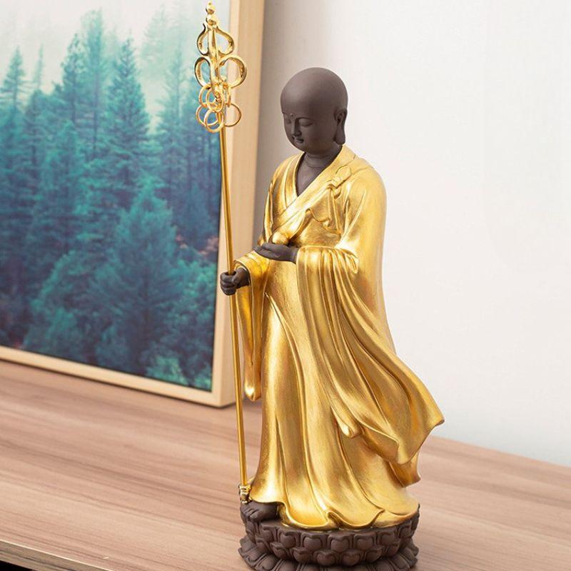 地蔵菩薩 仏像 立像 置物 風水 金衣 仏教 観音菩薩 美徳 開運 招財 魔