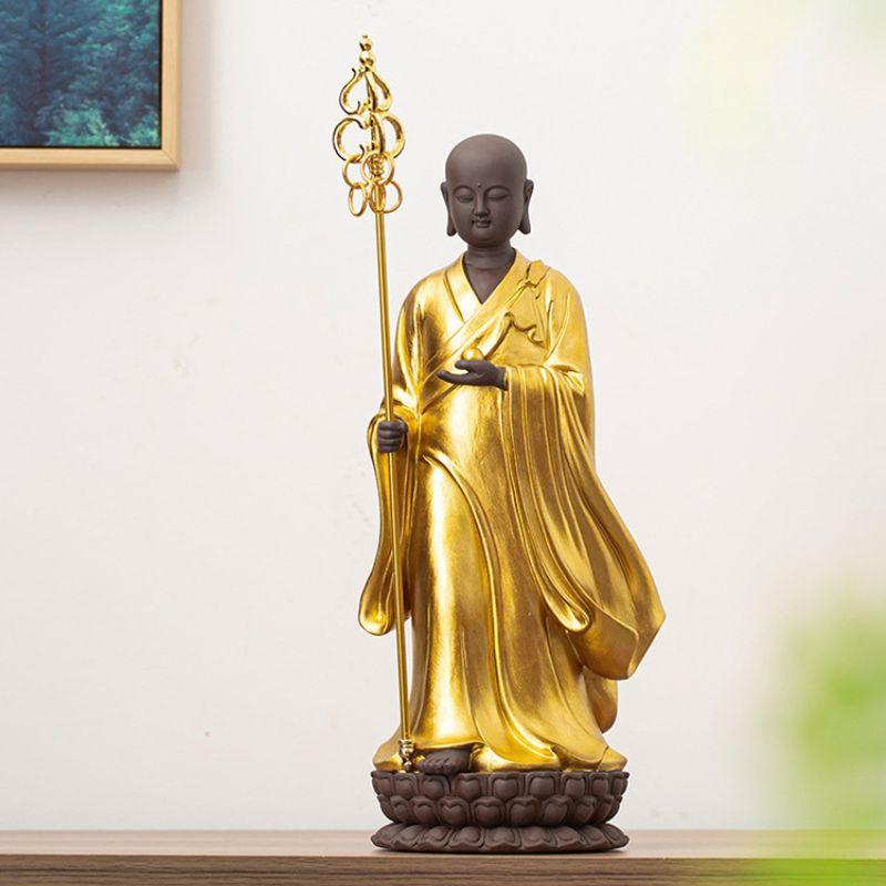 地蔵菩薩 仏像 立像 置物 風水 金衣 仏教 観音菩薩 美徳 開運 招財 魔