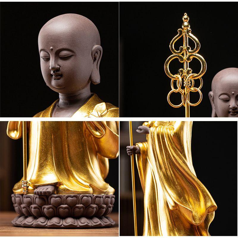 地蔵菩薩 仏像 立像 置物 風水 金衣 仏教 観音菩薩 美徳 開運 招財 魔