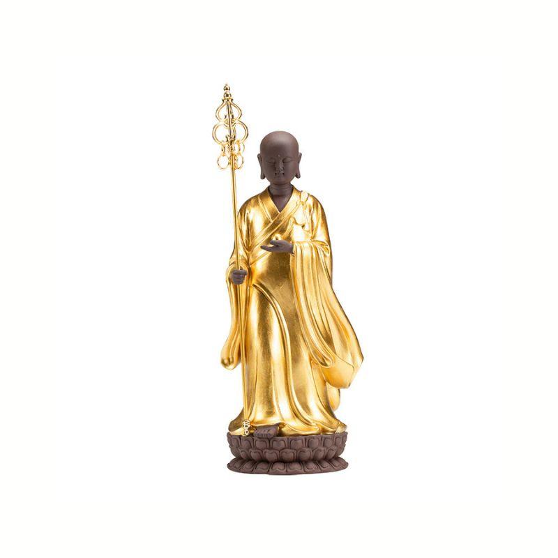 地蔵菩薩 仏像 立像 置物 風水 金衣 仏教 観音菩薩 美徳 開運 招財 魔