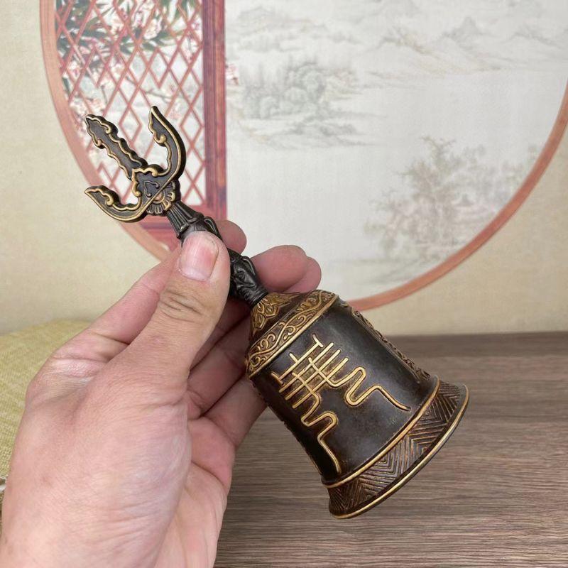 翡翠製 仏教法具デザイン 置物 チベット 仏具 金剛鈴 ベル ハンドベル ドルジェベ 仏教 密教法具 置物