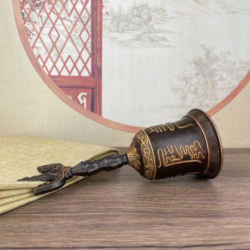 チベット 仏具 金剛鈴 ベル ハンドベル ドルジェベ 仏教 密教法具 置物