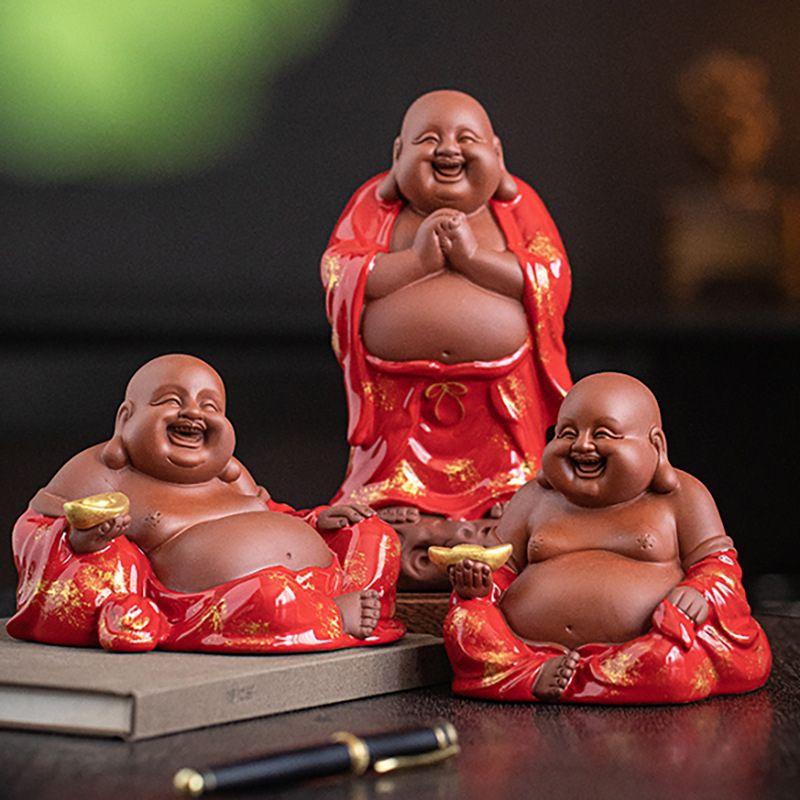 布袋尊 七福神 置物 台座付き 仏像 縁起物 風水 開運招福 商売繁盛 金 