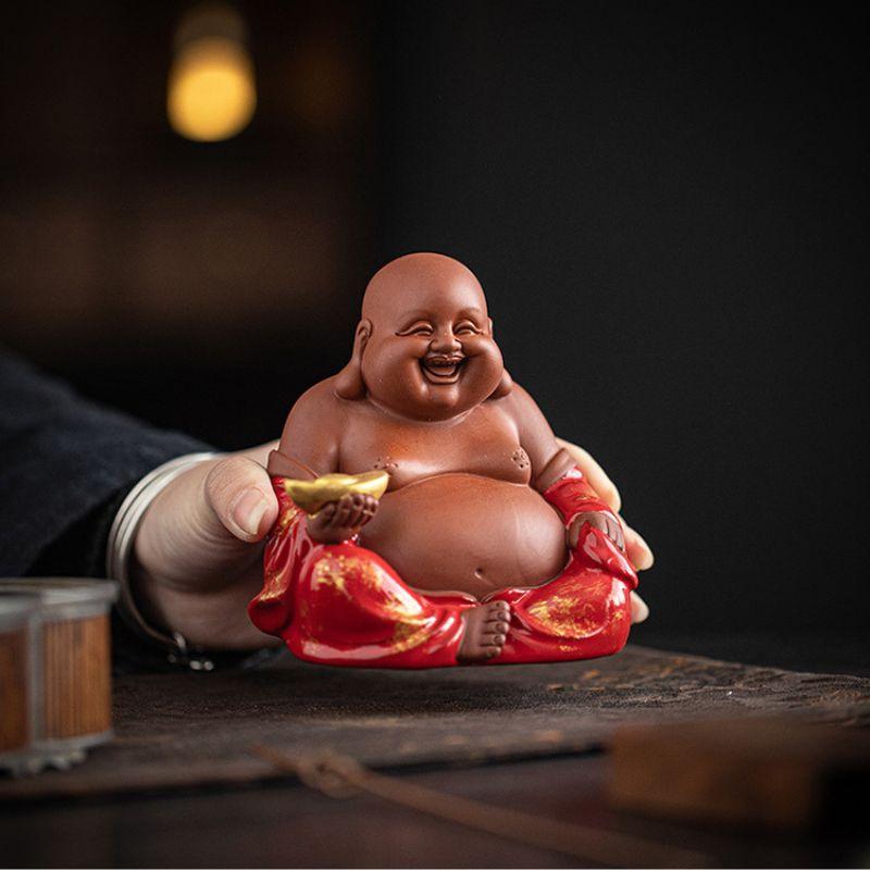 布袋尊 七福神 置物 台座付き 仏像 縁起物 風水 開運招福 商売繁盛 金