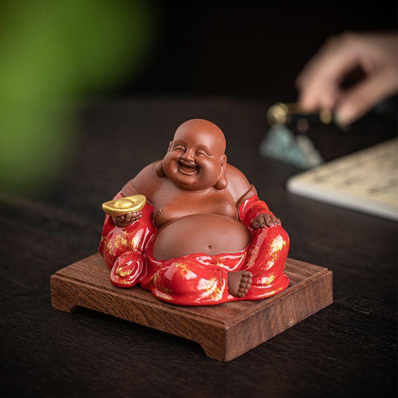 布袋尊 七福神 置物 台座付き 仏像 縁起物 風水 開運招福 商売繁盛 金