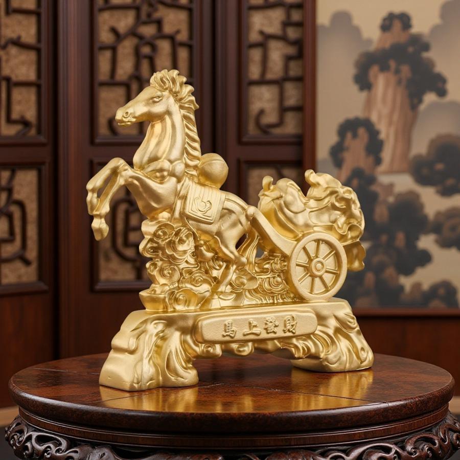 【骨董品】 馬　運気アップ 置物　インテリア　オブジェ　金運アップ 馬 うま 置物 オブジェ ゴールド 金色 開運 運気アップ 恋愛運 結婚運