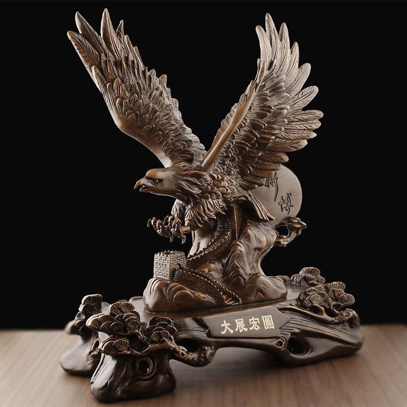 鷹 タカ 置物 オブジェ アンティーク調 彫刻 風水グッズ 財運 金運