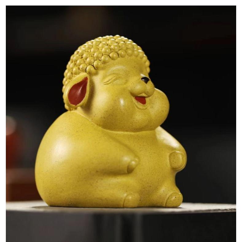 仏像 仏 仏様 羊 ひつじ 紫砂 イエロー 神 神様 置物 オブジェ 運気