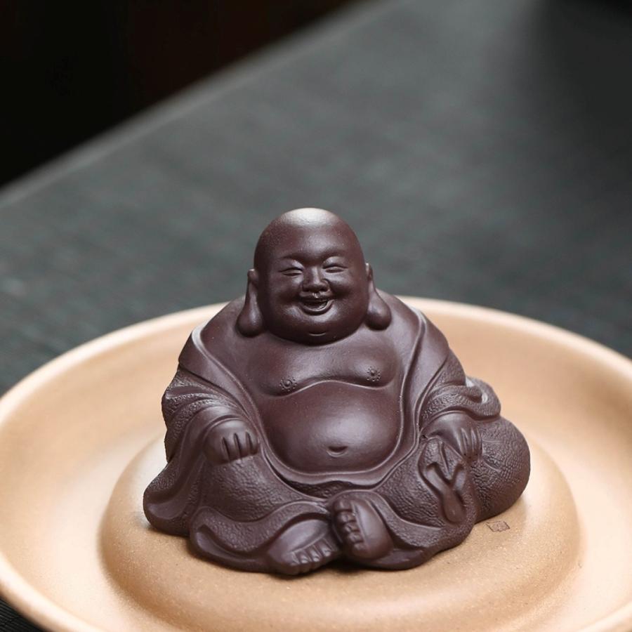 布袋様 置物 オブジェ ミニサイズ 紫砂 財運 金運 運気アップ 風水