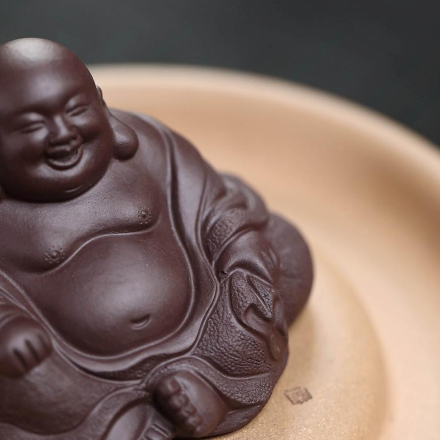 布袋様 置物 オブジェ ミニサイズ 紫砂 財運 金運 運気アップ 風水