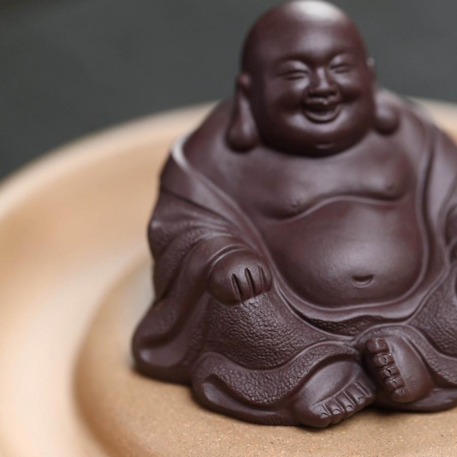 布袋様 置物 オブジェ ミニサイズ 紫砂 財運 金運 運気アップ 風水
