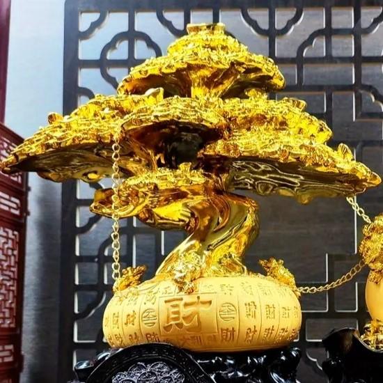 招財樹 キャベツ 置物 金色 黄金 財 富 金運 幸運 風水 開運 縁起 繁栄 金のなる木 商売〓盛 玄関 リビング 寝室 職人技_3